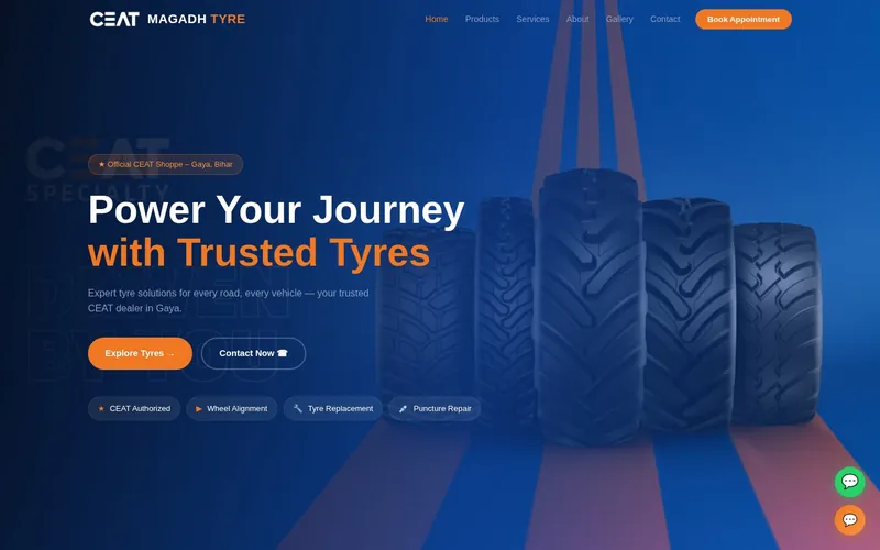 Magadh Tyre & Services website home page